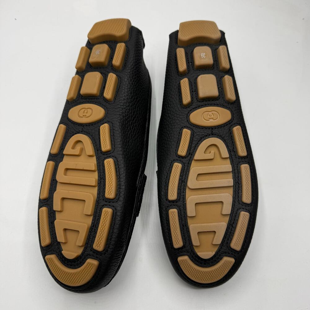 NEW Gucci Clove Calfskin Leather EU 39 US 9 Horsebit Driver Loafers Black - Picture 7 of 8